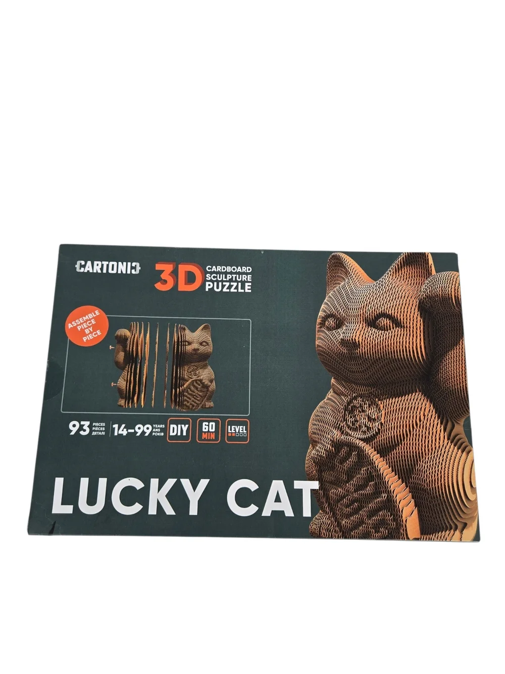 Cartonic Lucky Cat 3D Cardboard Sculpture Puzzle New in Box